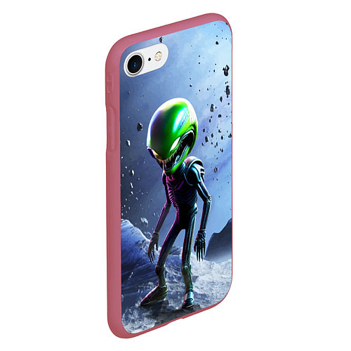 Чехол iPhone 7/8 матовый Alien during a space storm / 3D-Малиновый – фото 2