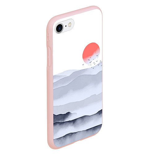 Чехол iPhone 7/8 матовый Японский пейзаж - восход солнца / 3D-Светло-розовый – фото 2