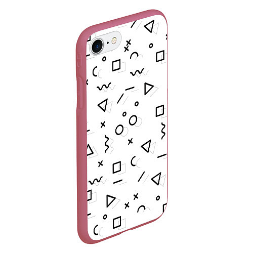 Чехол iPhone 7/8 матовый Разные геометрические фигуры / 3D-Малиновый – фото 2