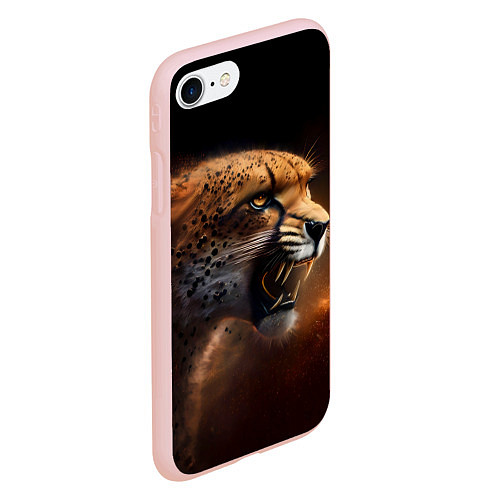 Чехол iPhone 7/8 матовый Гепард рычащий / 3D-Светло-розовый – фото 2
