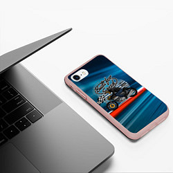 Чехол iPhone 7/8 матовый Гонщик мотоциклист, цвет: 3D-светло-розовый — фото 2