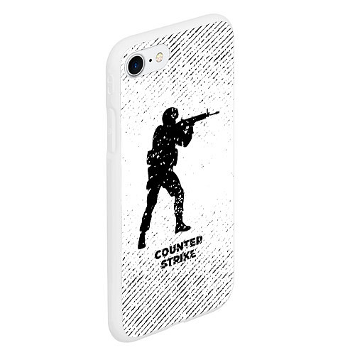 Чехол iPhone 7/8 матовый Counter Strike с потертостями на светлом фоне / 3D-Белый – фото 2
