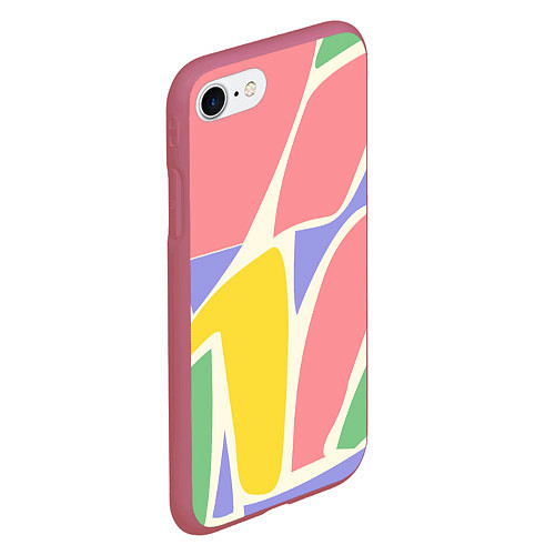 Чехол iPhone 7/8 матовый Абстрактные разноцветные фигуры / 3D-Малиновый – фото 2