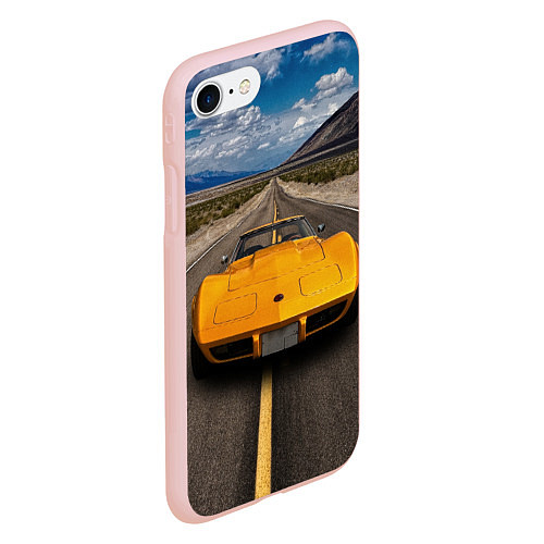 Чехол iPhone 7/8 матовый Ретро маслкар Chevrolet Corvette Stingray / 3D-Светло-розовый – фото 2