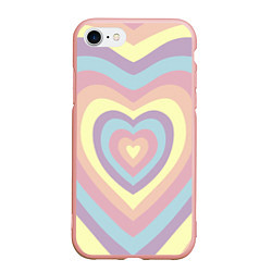 Чехол iPhone 7/8 матовый Сердца пастельные оттенки, цвет: 3D-светло-розовый