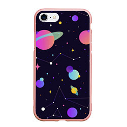 Чехол iPhone 7/8 матовый Разнообразие галактики, цвет: 3D-светло-розовый