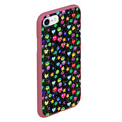Чехол iPhone 7/8 матовый В смайликах, цвет: 3D-малиновый — фото 2