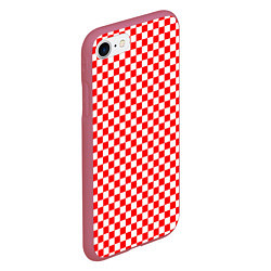 Чехол iPhone 7/8 матовый Красные и белые квадраты, цвет: 3D-малиновый — фото 2