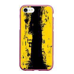 Чехол iPhone 7/8 матовый Вертикальная черно-желтая полоса Cyberpunk 2077