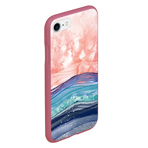 Чехол iPhone 7/8 матовый Абстрактный пейзаж рассвет над морем / 3D-Малиновый – фото 2