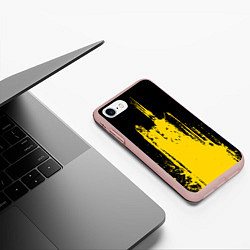 Чехол iPhone 7/8 матовый Фонтан бурлящей желтой краски, цвет: 3D-светло-розовый — фото 2