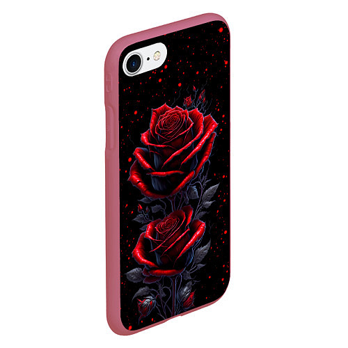 Чехол iPhone 7/8 матовый Готические розы в космосе / 3D-Малиновый – фото 2