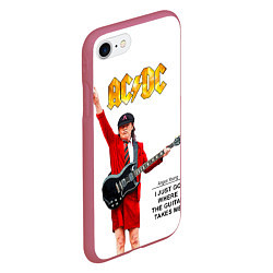 Чехол iPhone 7/8 матовый Ангус Янг рок группа ACDC, цвет: 3D-малиновый — фото 2