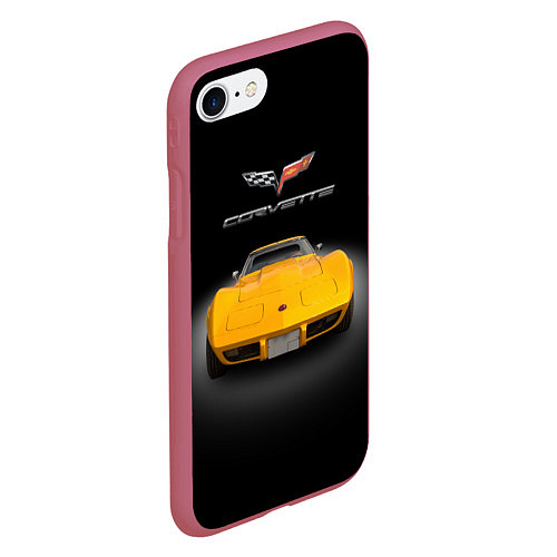 Чехол iPhone 7/8 матовый Американский маслкар Chevrolet Corvette Stingray / 3D-Малиновый – фото 2