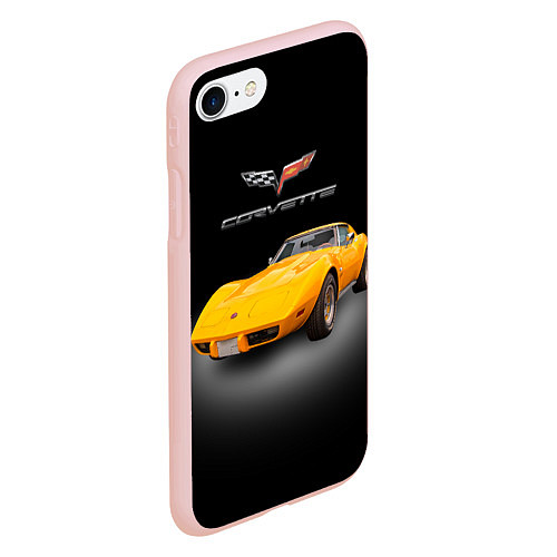 Чехол iPhone 7/8 матовый Американский спорткар Chevrolet Corvette Stingray / 3D-Светло-розовый – фото 2