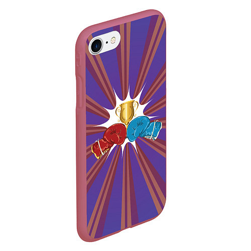 Чехол iPhone 7/8 матовый Синяя и красная боксерские перчатки / 3D-Малиновый – фото 2