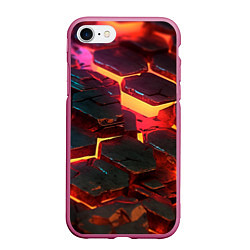 Чехол iPhone 7/8 матовый Сломанные лавовые наносоты, цвет: 3D-малиновый
