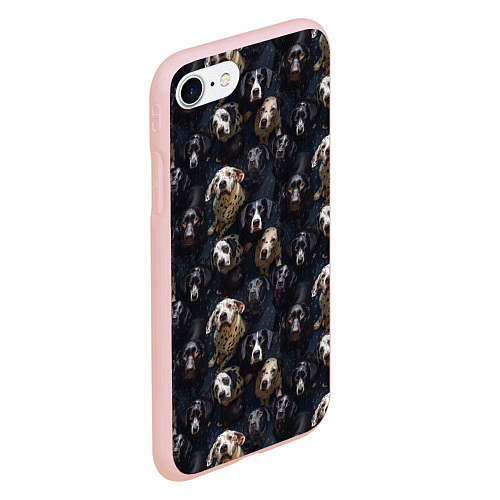Чехол iPhone 7/8 матовый Паттерн из собак / 3D-Светло-розовый – фото 2