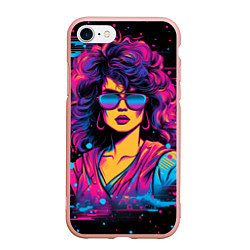 Чехол iPhone 7/8 матовый Lady - retrowave style, цвет: 3D-светло-розовый