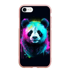 Чехол iPhone 7/8 матовый Панда в неоновых красках, цвет: 3D-светло-розовый