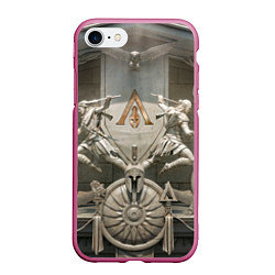 Чехол iPhone 7/8 матовый Знаки братства ассасинов, цвет: 3D-малиновый