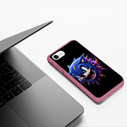 Чехол iPhone 7/8 матовый Безумный Соник, цвет: 3D-малиновый — фото 2