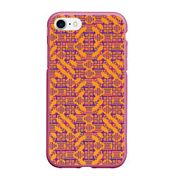 Чехол iPhone 7/8 матовый Фиолетовый векторный узор, цвет: 3D-малиновый