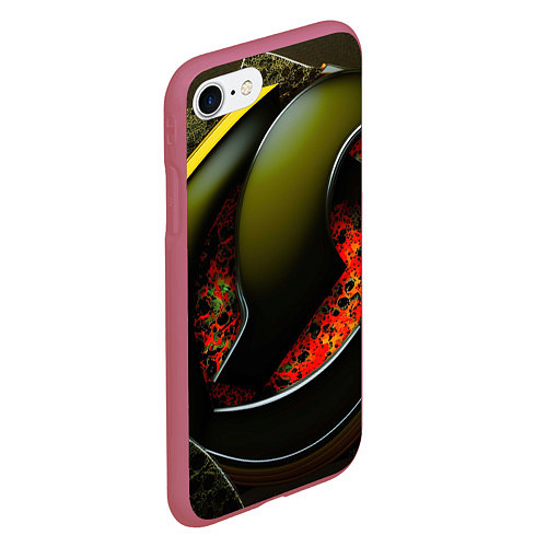 Чехол iPhone 7/8 матовый Зеленые объемные объекты / 3D-Малиновый – фото 2