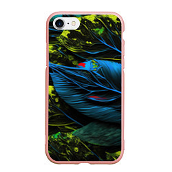 Чехол iPhone 7/8 матовый Синий лист абстракция, цвет: 3D-светло-розовый