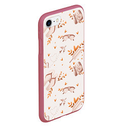 Чехол iPhone 7/8 матовый Пляжный паттерн, цвет: 3D-малиновый — фото 2