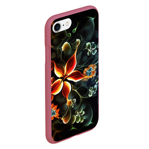 Чехол iPhone 7/8 матовый Абстрактные цветы / 3D-Малиновый – фото 2
