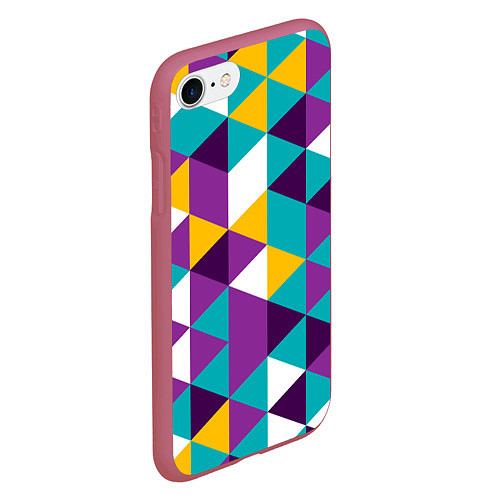 Чехол iPhone 7/8 матовый Разноцветный ромбический паттерн / 3D-Малиновый – фото 2