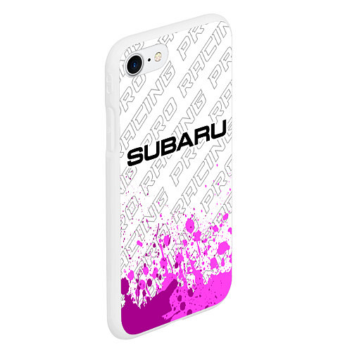 Чехол iPhone 7/8 матовый Subaru pro racing: символ сверху / 3D-Белый – фото 2