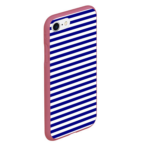 Чехол iPhone 7/8 матовый Тельняшка синяя ВМФ / 3D-Малиновый – фото 2