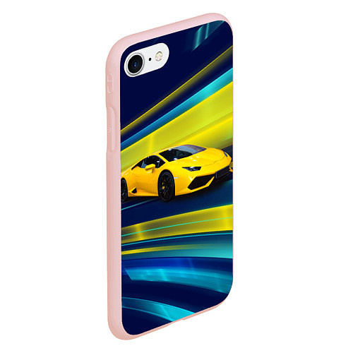 Чехол iPhone 7/8 матовый Желтый итальянский суперкар / 3D-Светло-розовый – фото 2