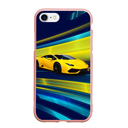 Чехол iPhone 7/8 матовый Желтый итальянский суперкар, цвет: 3D-светло-розовый