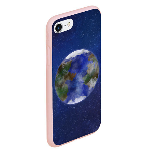 Чехол iPhone 7/8 матовый Планета в космосе / 3D-Светло-розовый – фото 2