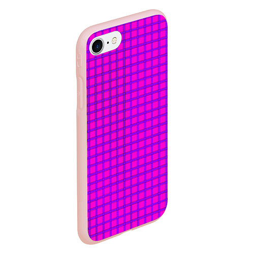 Чехол iPhone 7/8 матовый Малиновый неоновый клетчатый узор / 3D-Светло-розовый – фото 2