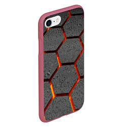 Чехол iPhone 7/8 матовый Металлические плиты и лава, цвет: 3D-малиновый — фото 2