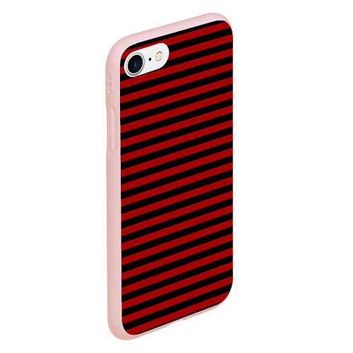 Чехол iPhone 7/8 матовый Темно-красные полосы / 3D-Светло-розовый – фото 2