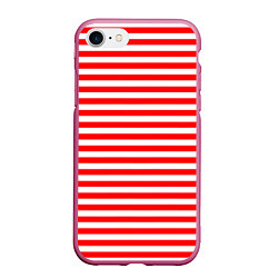 Чехол iPhone 7/8 матовый Ярко красные полосы, цвет: 3D-малиновый