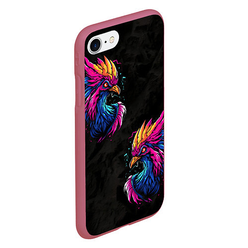 Чехол iPhone 7/8 матовый Киберпанк Птица / 3D-Малиновый – фото 2