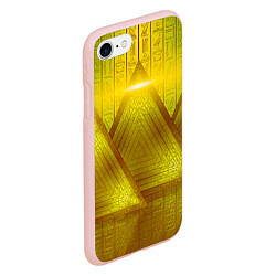 Чехол iPhone 7/8 матовый Золотые пирамиды и треугольники, цвет: 3D-светло-розовый — фото 2