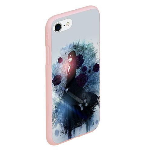 Чехол iPhone 7/8 матовый Печальная готическая женщина в черном платье / 3D-Светло-розовый – фото 2