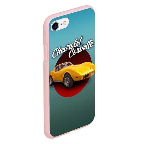 Чехол iPhone 7/8 матовый Американский спорткар Chevrolet Corvette Stingray / 3D-Светло-розовый – фото 2