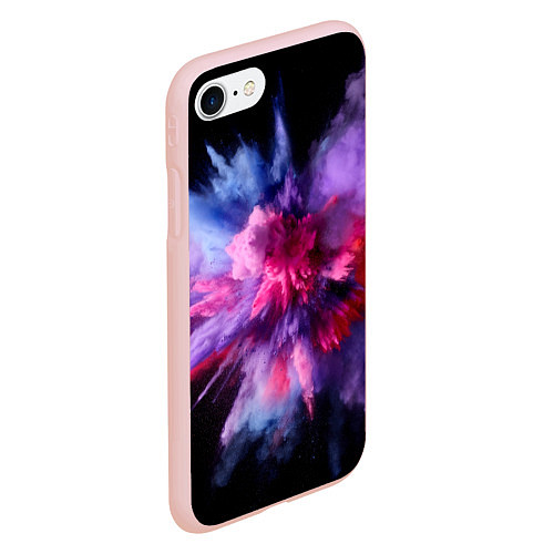 Чехол iPhone 7/8 матовый Фиолетовый с белым паттерн / 3D-Светло-розовый – фото 2
