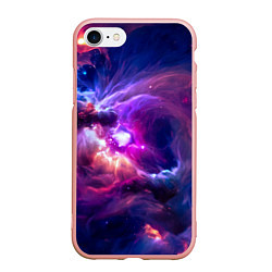 Чехол iPhone 7/8 матовый Небула в космосе в фиолетовых тонах - нейронная се, цвет: 3D-светло-розовый