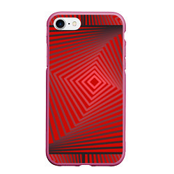 Чехол iPhone 7/8 матовый Орнамент из красных линий, цвет: 3D-малиновый