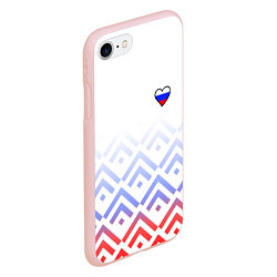 Чехол iPhone 7/8 матовый Сердечко россии - треугольники, цвет: 3D-светло-розовый — фото 2