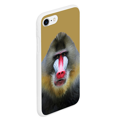 Чехол iPhone 7/8 матовый Мандрил обезьяна / 3D-Белый – фото 2